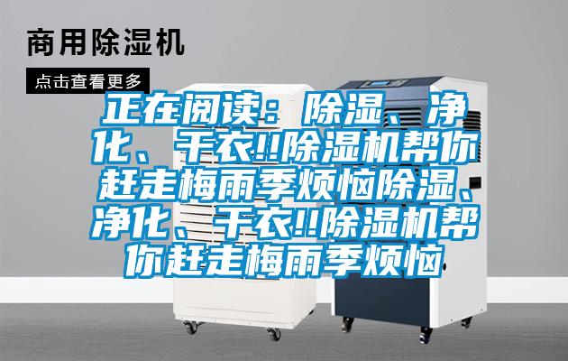 正在閱讀：除濕、凈化、干衣!!除濕機(jī)幫你趕走梅雨季煩惱除濕、凈化、干衣!!除濕機(jī)幫你趕走梅雨季煩惱