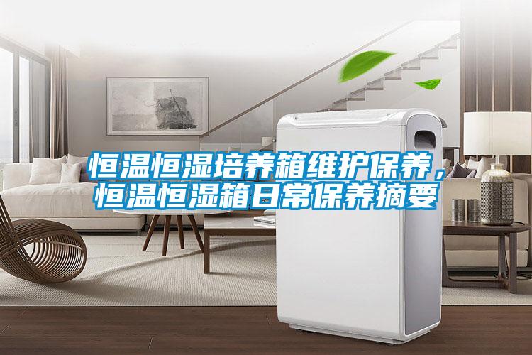 恒溫恒濕培養(yǎng)箱維護(hù)保養(yǎng)，恒溫恒濕箱日常保養(yǎng)摘要